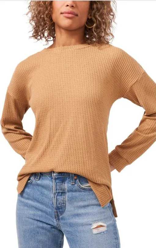 1.STATE Long Sleeve Open Twist Back Top L