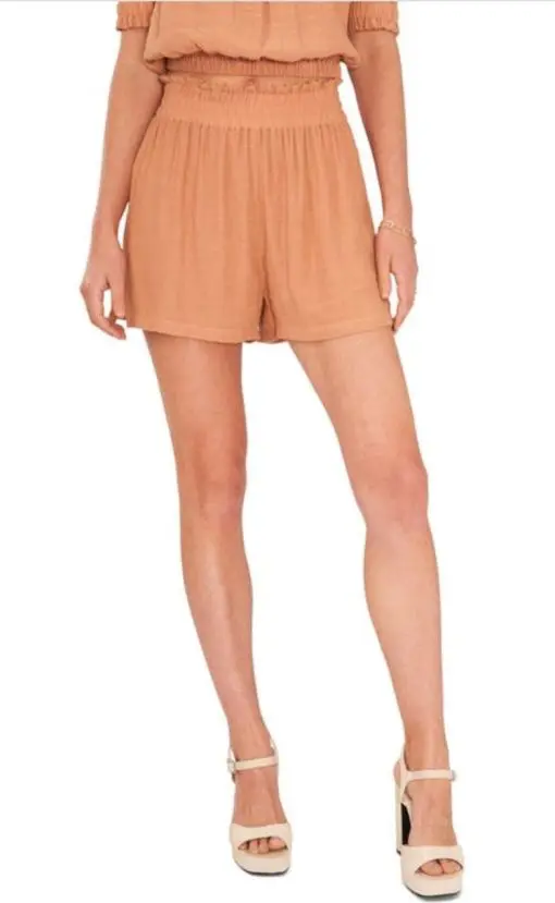 1.state Women's Elastic Waist Pull on Shorts - Toasted Nut L