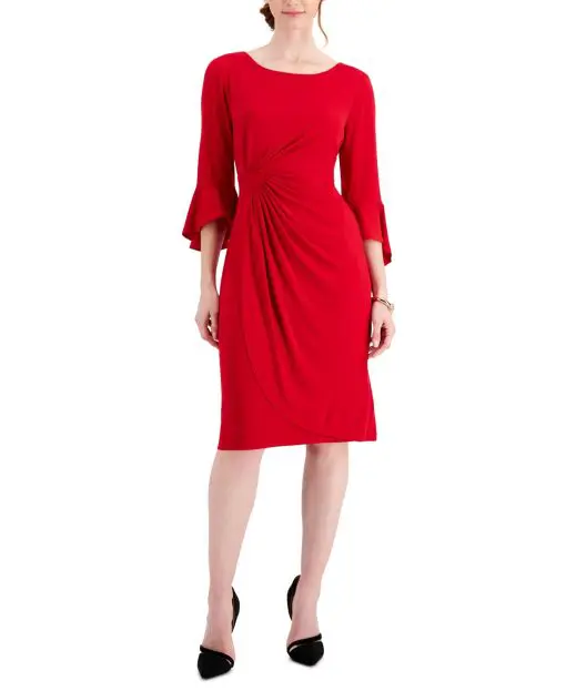 Connected Petite Side-Tab Sheath Dress Apple Red 10P