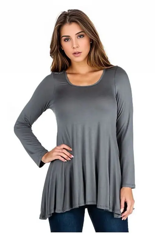 24/7 Comfort Apparel Long Sleeve Tunic, Small, Gray