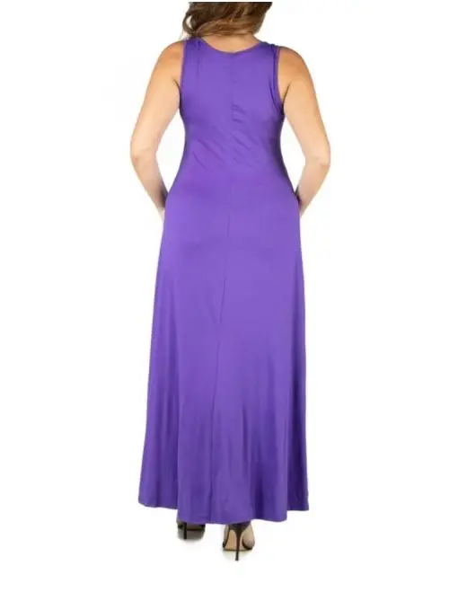 24seven Comfort Apparel Plus Size Simple A Line Tank Maxi Dress 3X - Image 2