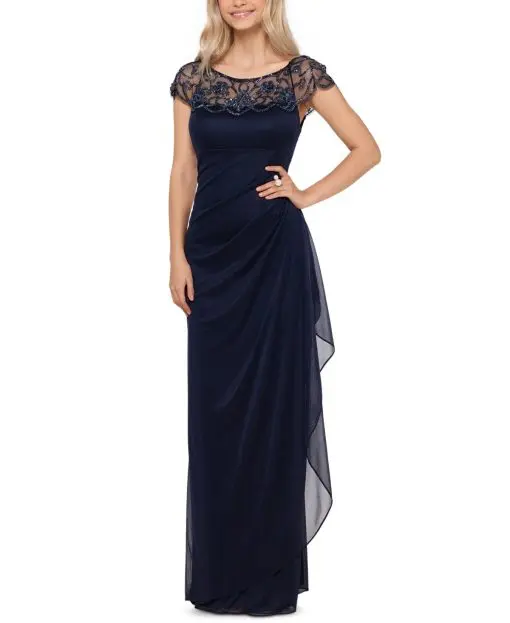 XSCAPE Petite Embellished Gown Navy Blue 10P