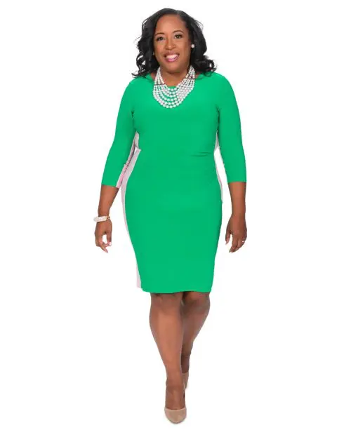 Kasper Colorblocked Sheath Dress Green 6