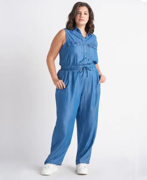 Black Tape Trendy Plus Size Utility Jumps Med Soft Blue Wash 3X