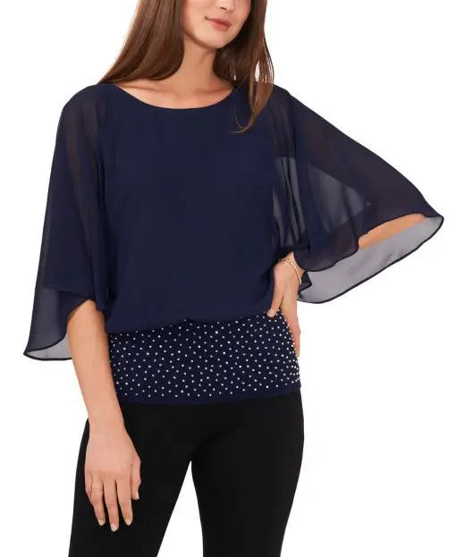 MSK Petite Embellished Chiffon Ove Jbs Navy PS