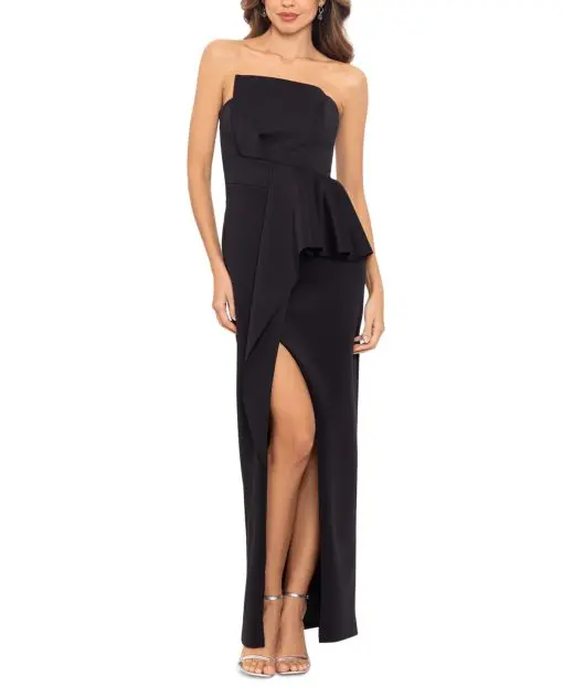 Betsy Adam Womens Asymmetric Strapless G Black 8