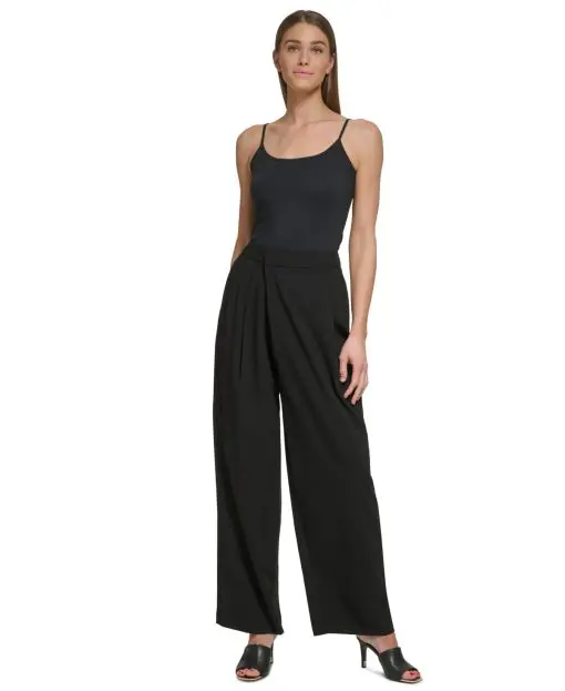 DKNY Womens Crossover Pleated Fron Black 4