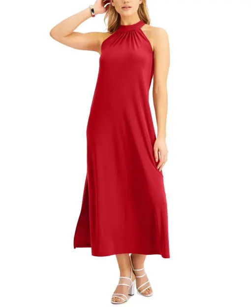 Bar III Halter Maxi Dress Aurora Red XL