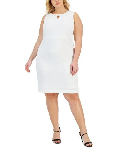 Kasper Plus Size Round-Neck Sleeveles Lily White 18W