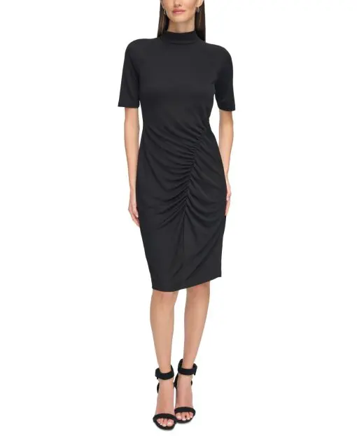 Calvin Klein Womens Mock-Neck Bodycon Dres Black 16