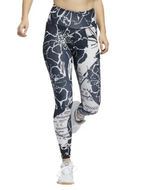 Adidas Women's Optime Flower Training 7/8 Leggings - Black XL