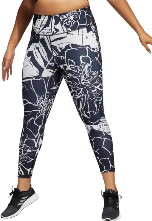 Adidas Women's Optime Flower Training 7/8 Leggings - Black XL - Image 2