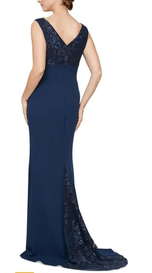 Alex & Eve Womens Embroidered Sleeveless Evening Dress 6 - Image 2