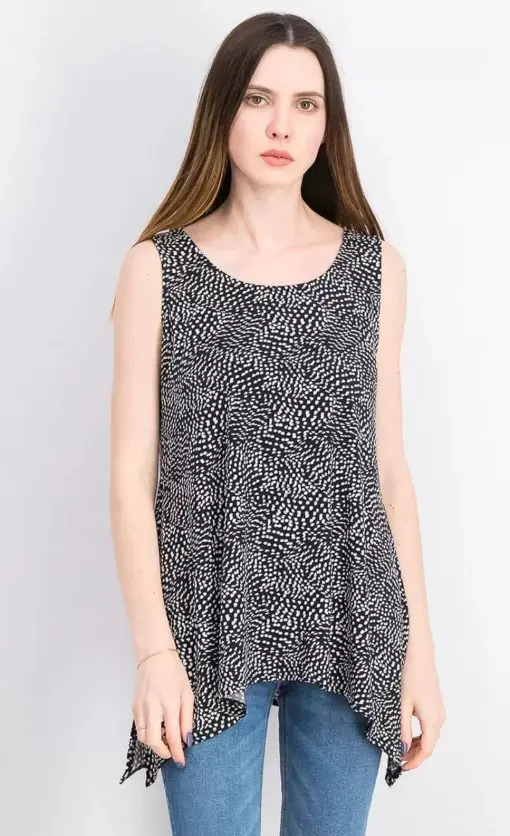 Alfani BLACK/WHITE Women's Printed Sleeveless Top L - Image 2