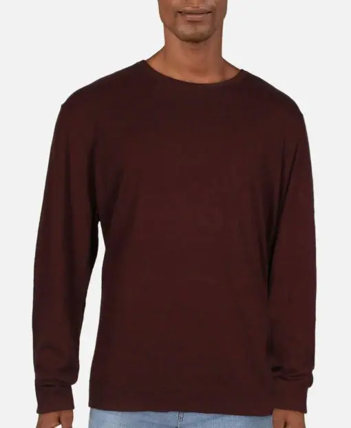 ALFANI Mens Burgundy Heather Crew Neck Classic Fit Cotton Blend Pullover Sweater XL