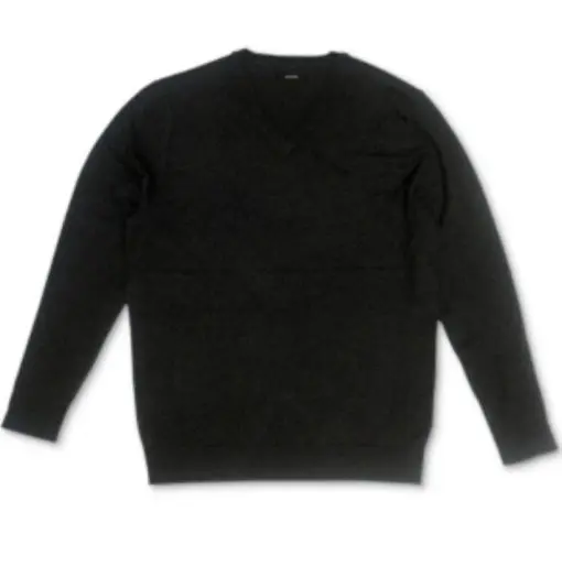 Alfani Mens Solid V-Neck Cotton Sweater  Dark Gray  Large