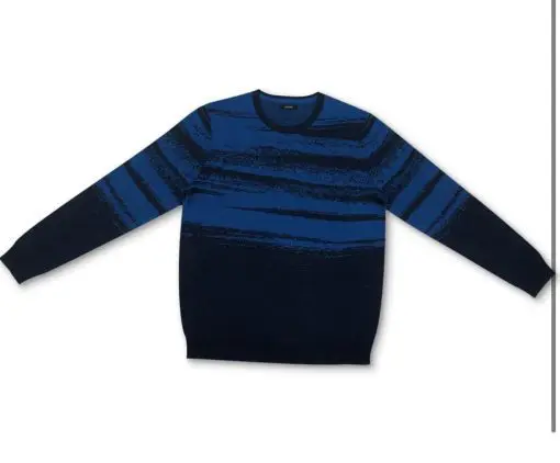 Alfani Mens Sweater Pullover Crewneck Two-Tone Printed Blue 2XL