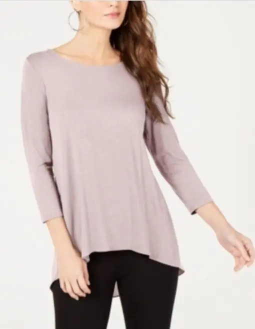 Alfani Women's Blouse Blush Pink Size Xl Knit 3/4 Sleeve Tunic Tee- XL