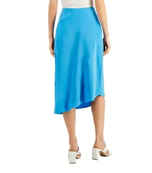 ALFANI Womens Blue Asymmetric Hem Midi A-Line Skirt 16 - Image 2