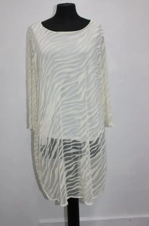 Alfani Zebra-Print Burnout Layered Tunic Top Pure Ivory XL