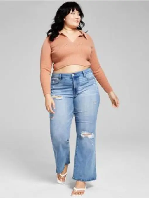 And Now This Trendy Plus Size Ripped Flare-Leg Jeans - Off Limits 28W