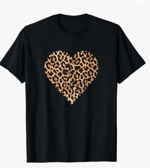 Animal Print Heart Frame T-Shirt L