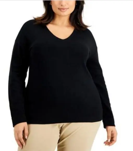 Anne Klein Plus Size Cotton Cashmere Sweater 0x