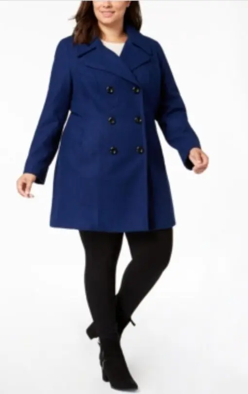 Anne Klein Plus Size Double-Breasted Peacoat 1X