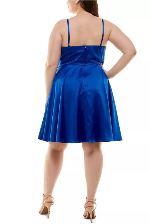 B Darlin Women's Satin a Line Dress Blue Size 14W - Image 2