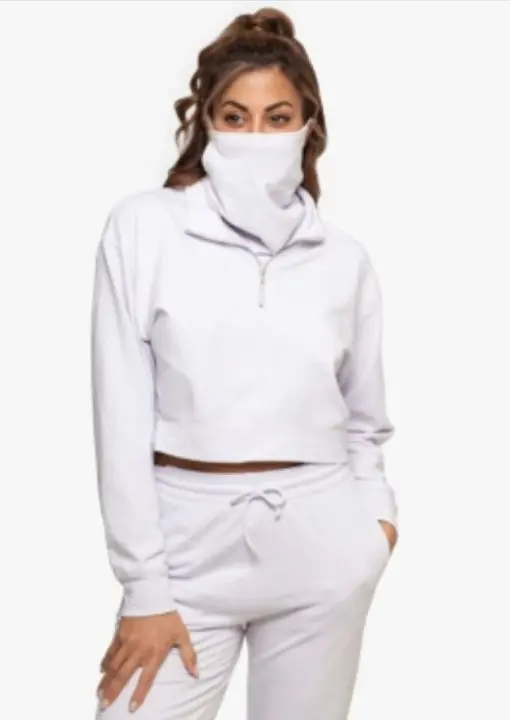 Bam by Betsy & Adam Zip Pullover Top & Face Mask, M