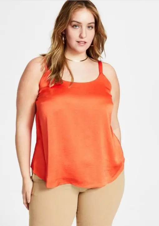 Bar III Women S Scoop Neck Cami Top Orange Size 1X