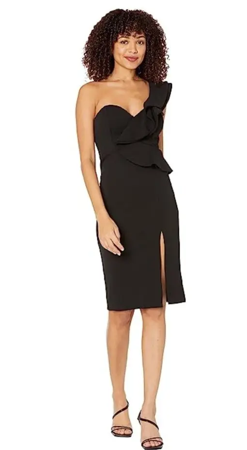 Bebe Ruffle Sleeve MIDI Dress (Jet Black) Women's Dress XL