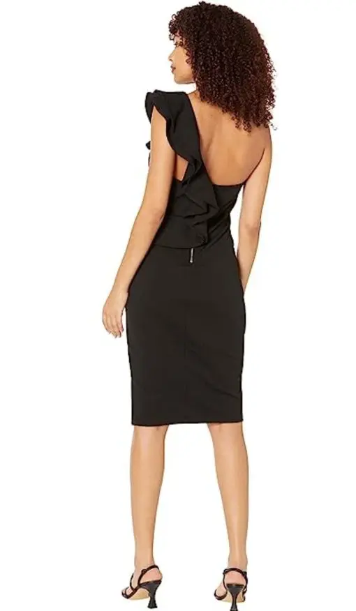 Bebe Ruffle Sleeve MIDI Dress (Jet Black) Women's Dress XL - Image 2