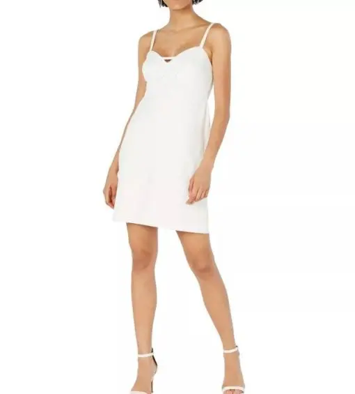 BETSEY JOHNSON NEW Women's White Solid Bow-detail Cut-out A-Line Dress 2