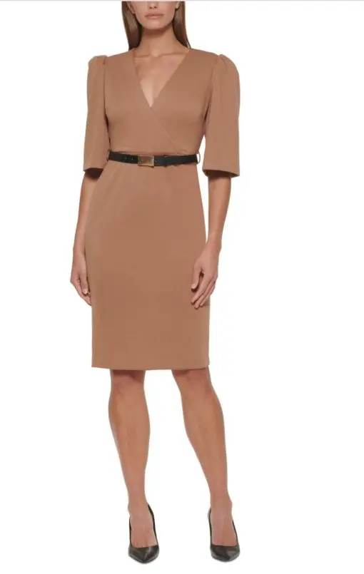 Calvin Klein Belted Puff-Sleeve Dress 2 without the belt