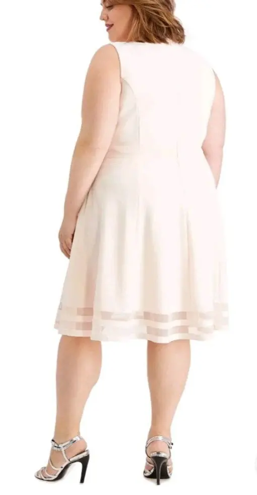 calvin klein illusion-trim fit & flare dress, regular & petite sizes - blossom SIZE12 - Image 2