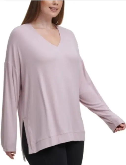 Calvin Klein Performance Womens Pink V Neck Top Plus 1X