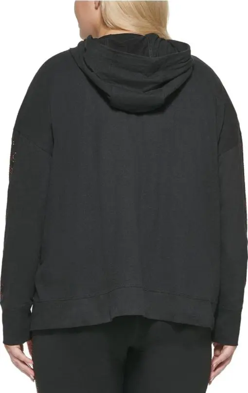 Calvin Klein Performance Womens Plus Cotton Sweatshirt Hoodie Black 2X - Image 2