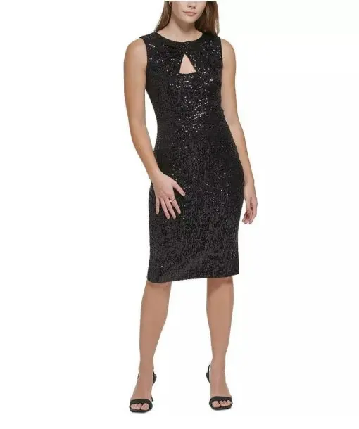 CALVIN KLEIN WOMENS BLACK SHORT COCKTAIL AND PARTY DRESS PETITES 12P