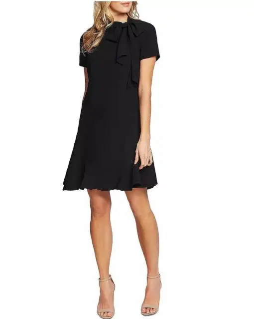 CECE WOMENS BLACK RUFFLED BOW PARTY COCKTAIL AND PARTY DRESS 0