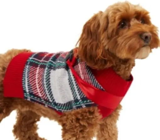 Charter Club Plaid Dog Sweater, XL