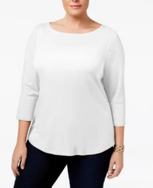 Charter Club Plus Size Cotton Boat-Neck Top 2X