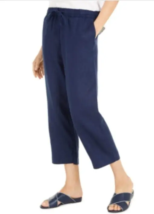 Charter Club Women's Linen Capri Tie-Waist Pants,  - Intrepid Blue XL