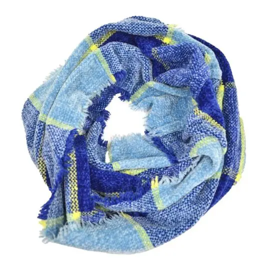 Charter Club Women's Woven Chenille Loop Scarf, Blue Multi Plaid, One Size - Image 2