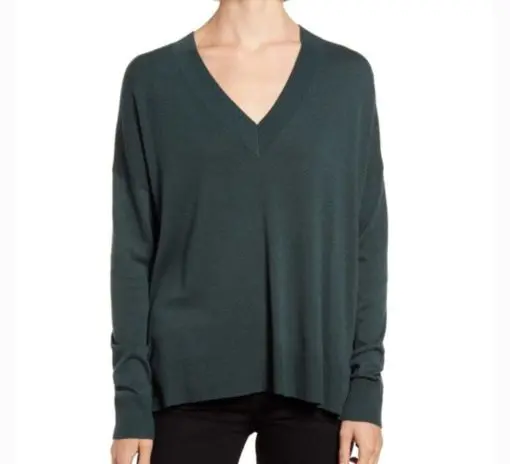 Chelsea28 Green Oversize V-Neck High/Low Sweater XXL