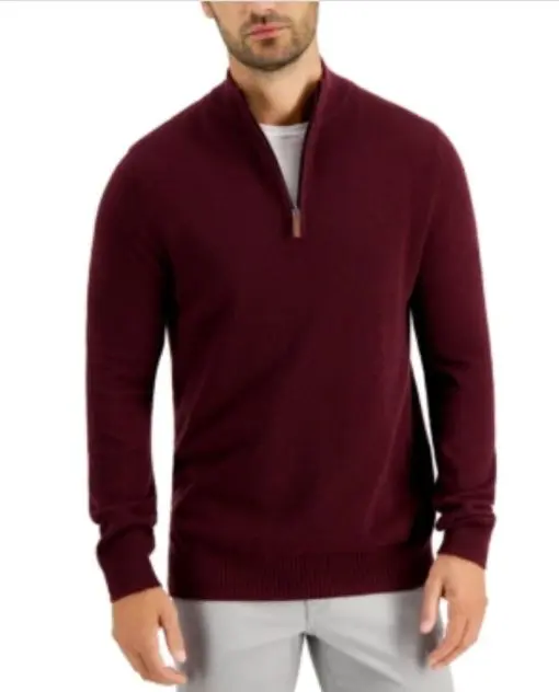 Club Room Men's Quarter-Zip Textured Cotton Sweater XXL