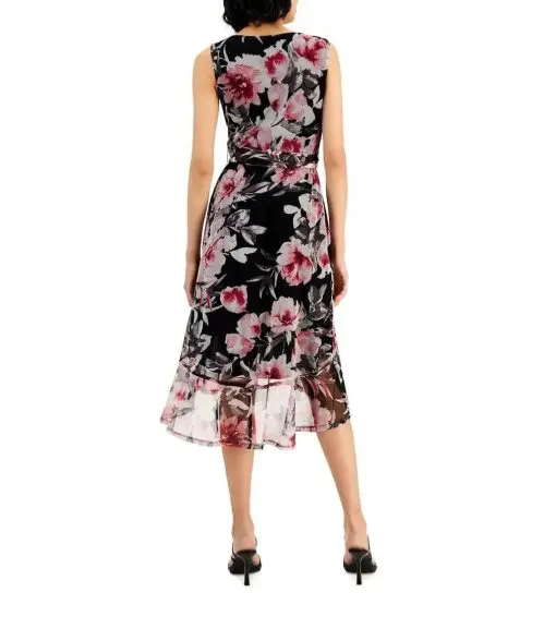 CONNECTED APPAREL WOMENS FLORAL PRINT HI-LOW PARTY WRAP DRESS 8 - Image 2