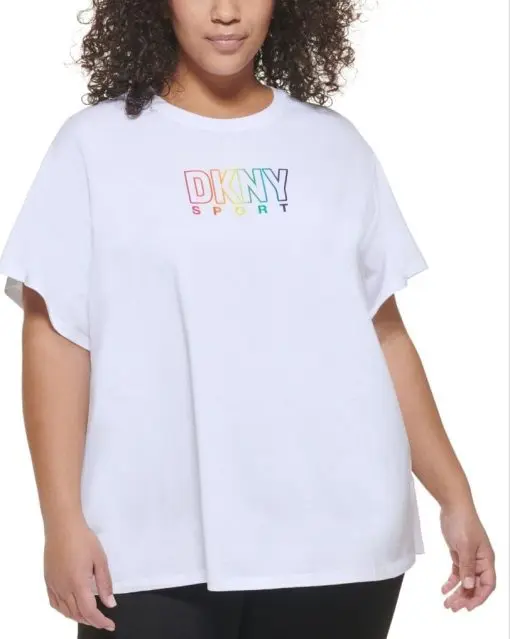 DKNY Women S Pride Logo T-Shirt White Size 2X