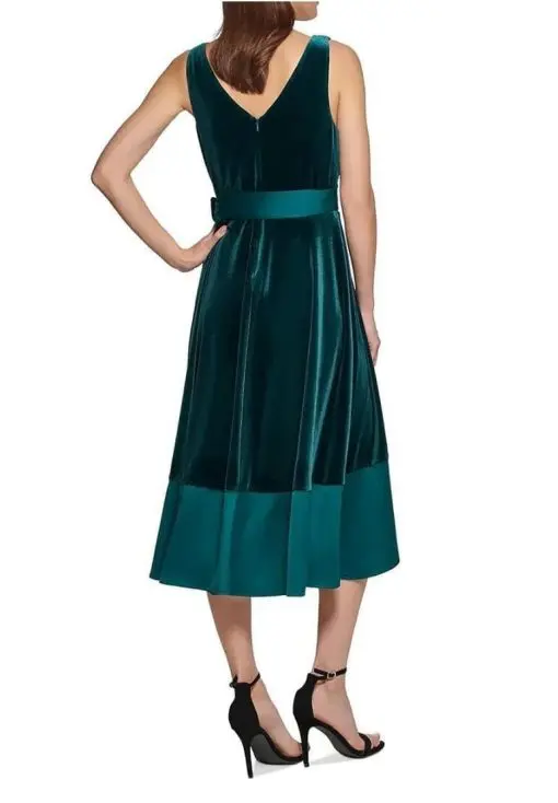 DKNY WOMENS VELVET MIDI SUMMER WRAP DRESS 16 - Image 2