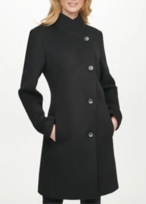 Dkny Women's Walker Coat, L- Black